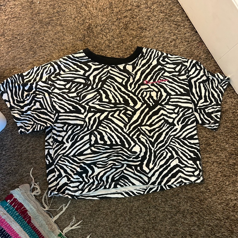Zebra Print Champion Crop Top